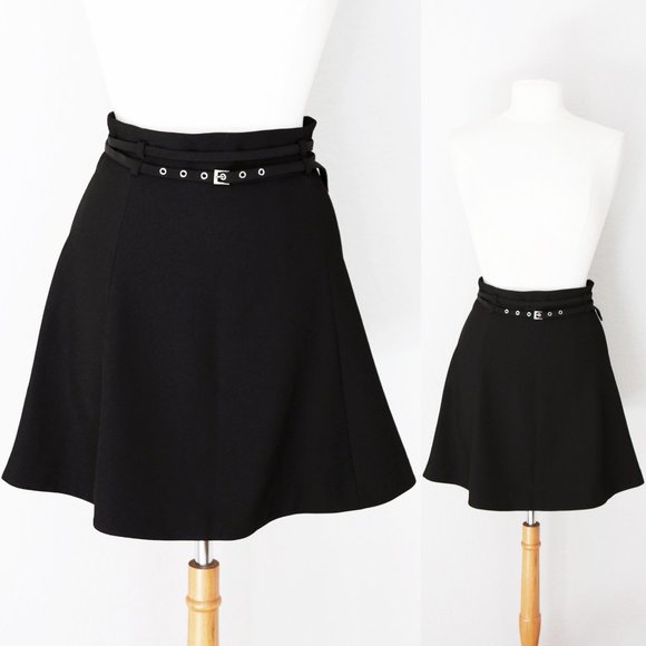 & Other Stories Flippy Double Thin Belted High Waist Mini Skirt Black $69 Size 2 - Picture 1 of 13